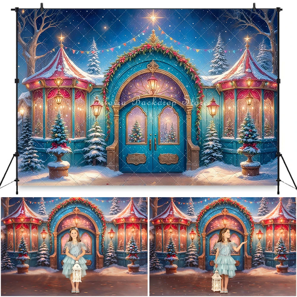 

Christmas Carnival Magic Photo Background Winter Snow Shop Photography Backdrops Kids Photocall Cake Smash Photo Studio Props