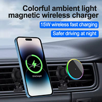 style air outlet colorful atmosphere light car mobile phone navigation holder   wireless charging holder