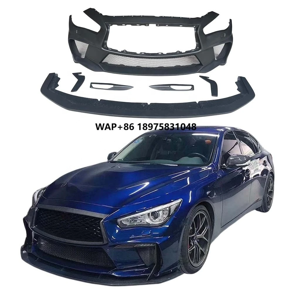 New Fiberglass Front Bumper Body Kit 100% Fit for Infiniti Q50 2014-2024 Black Primer
