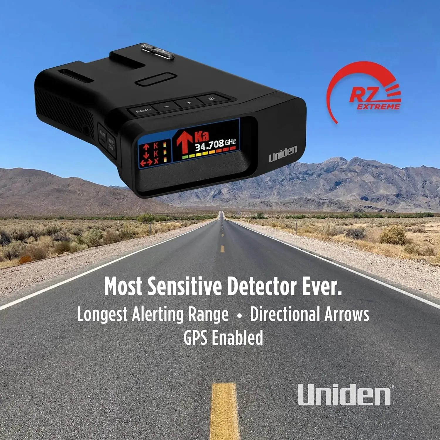 Detector de laser/radar de longo alcance EXTREME, GPS integrado, alertas em tempo real, antenas duplas dianteiras e traseiras com Arro direcional