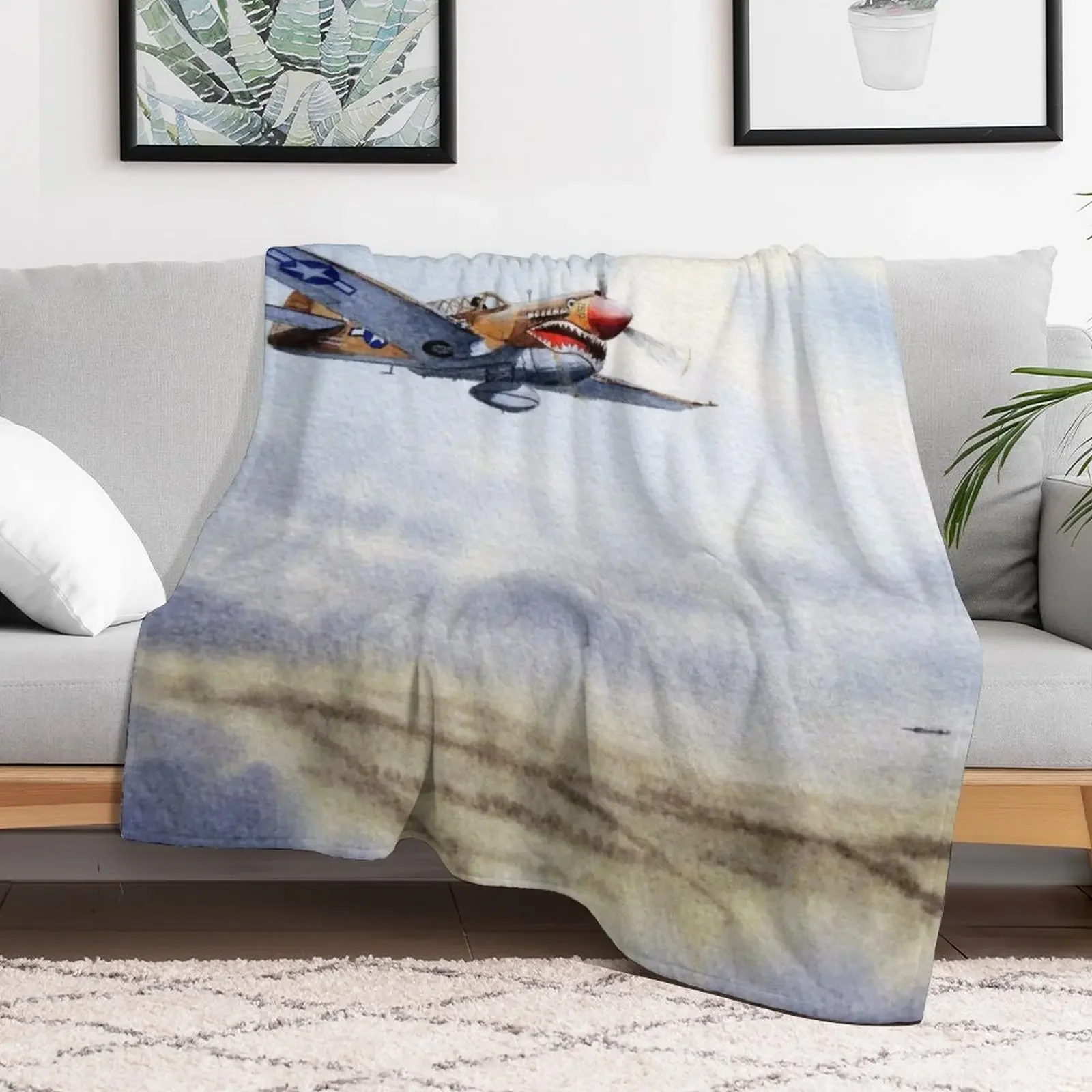 P-40 Warhawk Aircraft Throw Blanket Stylish Decor Blanket Gift for Friends Roommate