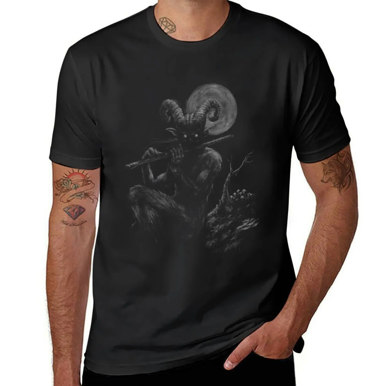 

Faun, playing a flute T-Shirt tees graphics customs design your own oversizeds Men's t-shirts
