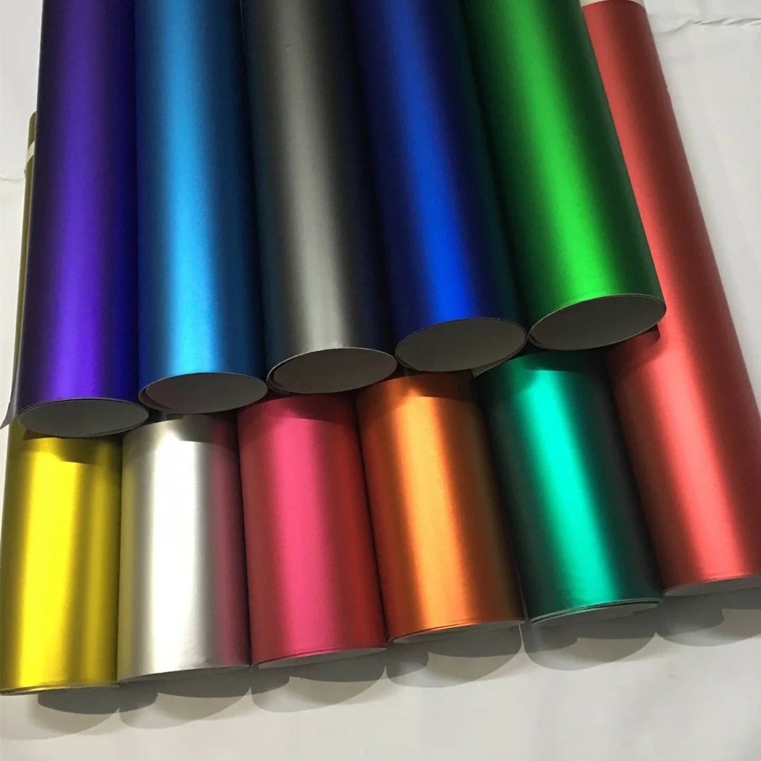 Multiple Colors Red Blue Gold Green Purple Matte Satin Chrome Vinyl Car Wrap Film Sticker Decal Bubble Free Car Wrapping Styling