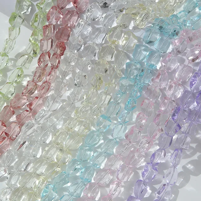 Nowe 10 sztuk barokowe opalizujące przezroczyste szklane koraliki luźne koraliki dystansowe do tworzenia biżuterii DIY bransoletka akcesoria naszyjnikowe