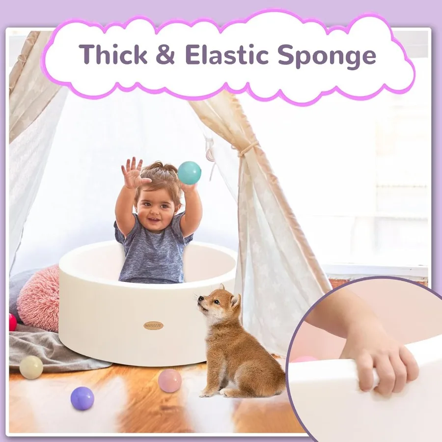Baby Ball Pit 27,6 "bolsas redondas suaves de espuma viscoelástica, bolas no incluidas, parque infantil para interiores y exteriores para bebés y niños pequeños, gran regalo f