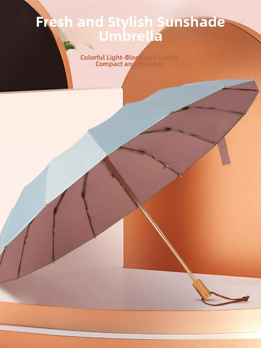 

New 16 Rib Extra Large Umbrella Sunshade Rainproof Three Color Forest System Retro Sunscreen Umbrella High End Gift