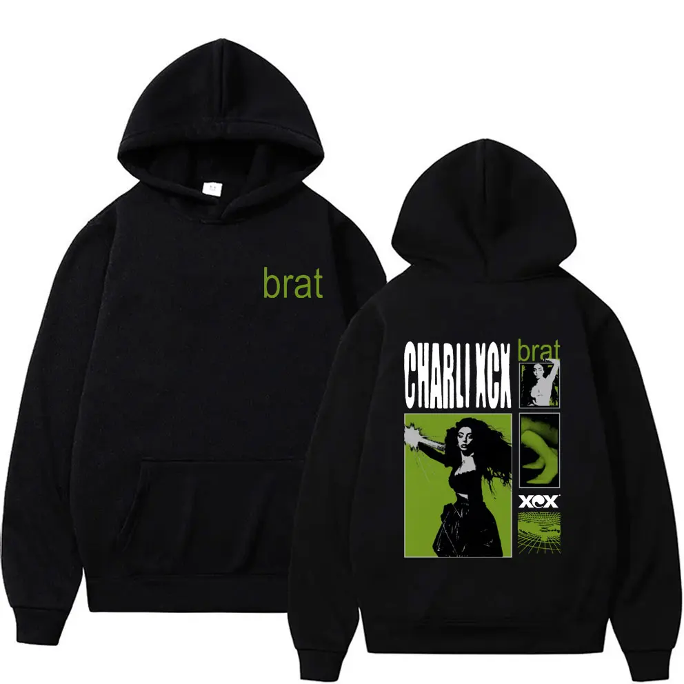 

Pop Singer Charli Xcx Brat Graphic Print Hoodie Male Vintage Fleece Cotton Tracksuit Men Women Hip Hop Fashion Oversized Hoodies