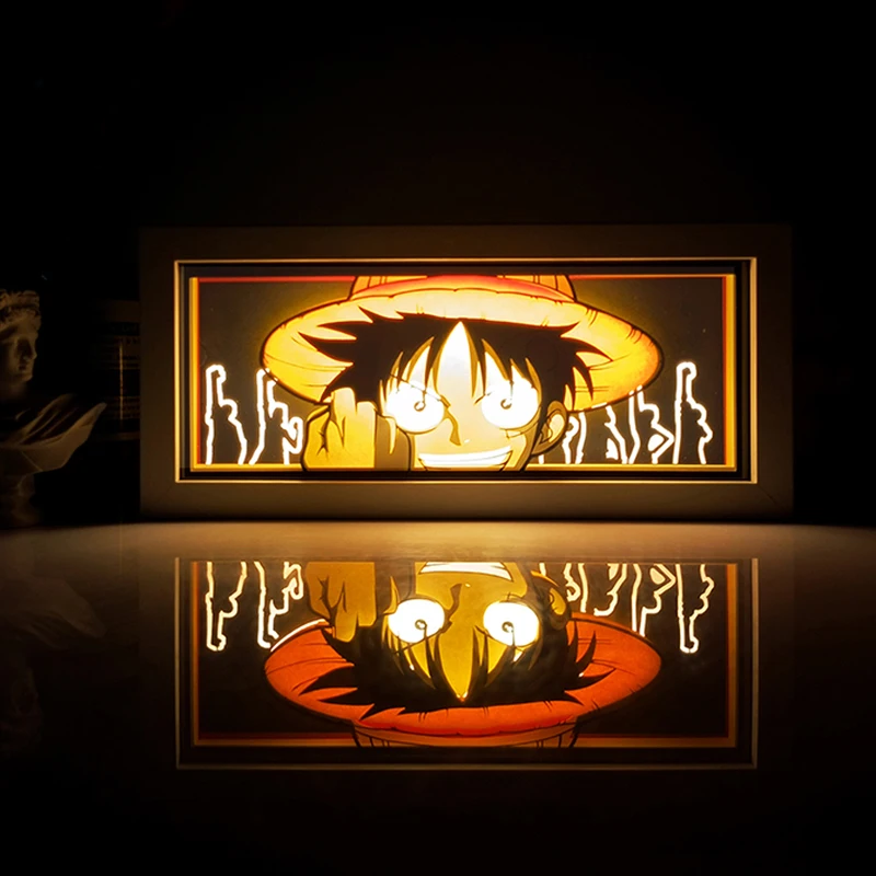 Anime One Piece series paper-cut night light bedroom table decoration atmosphere light remote control colorful light box