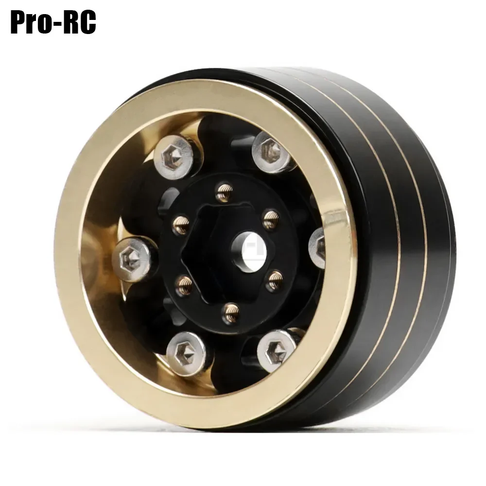 4 szt. Powlekane mosiężne felgi Beadlock 1.0\" z głębokim tarczem pasujące do 1/24 Mini Axial SCX24 FCX24 Enduro24 Część do samochodu RC