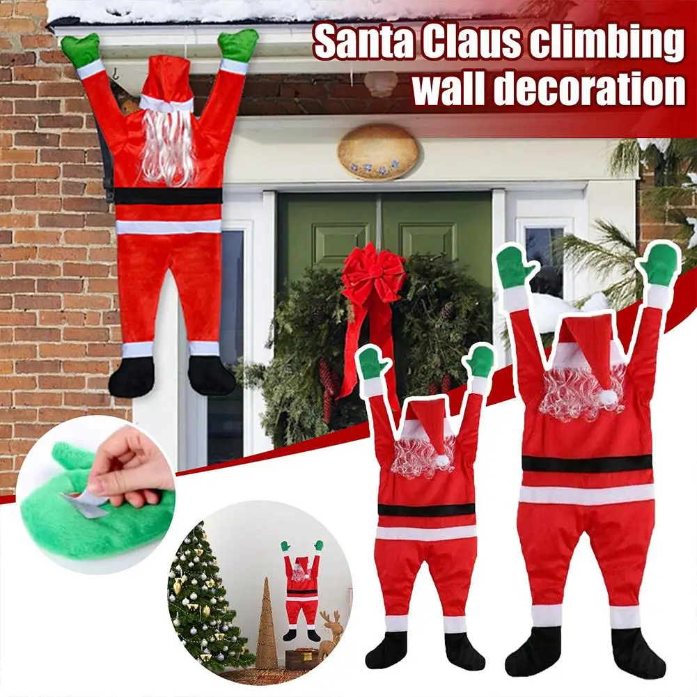 170CM クリスマスデコレーション、窓、バルコニー、屋根、煙突に登るサンタクロースの吊り下げ飾り、屋外用サンタクロースの吊り下げ飾り