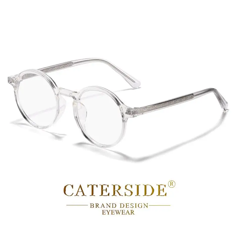 CATERSIDE Retro Männer Brille Runde Hohe Qualität TR90 Rahmen Rezept Brillen Rahmen Frauen Null-Power Objektiv Computer Gläser – Detail 16
