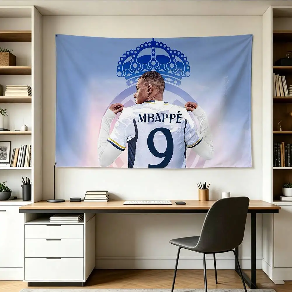 FOOTBALL K-Kylian Mbappé   Flags Wall Hanging Background Art Banner for Bedroom Home Outdoor Decor