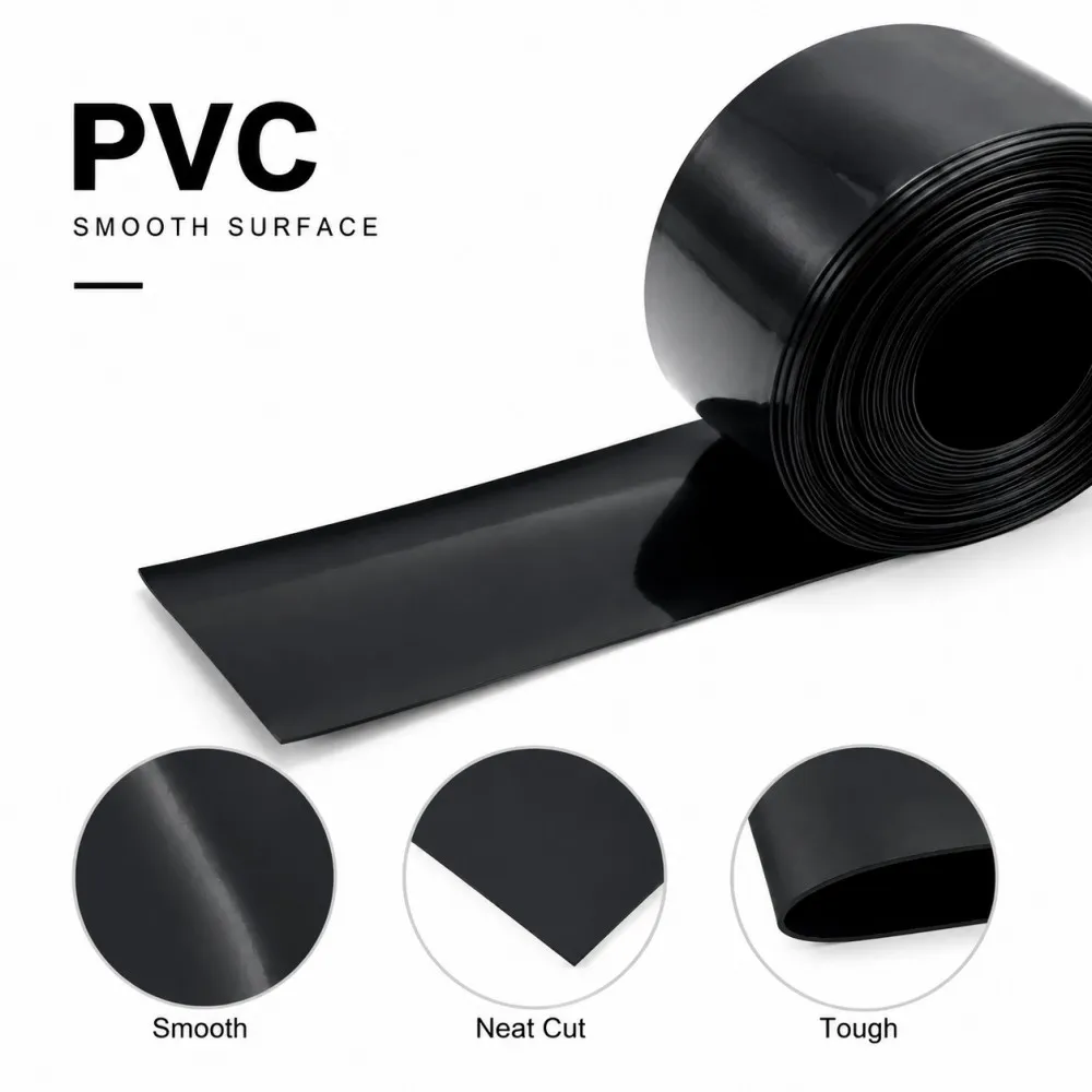 Black PVC Of 18650 Battery Packs Cable Sleeve Width 30mm -300mm Heat Shrink Tube Shrink Insulated Shrink Tubing Battery Film