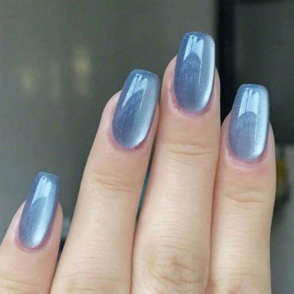 Cat Eye Press On Nails, Shell Elegante minimalistische Maniküre, abnehmbare falsche Nagelspitzen und Aufkleber