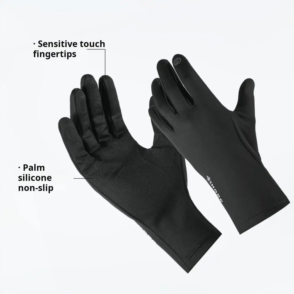 Thermal Cycling Gloves with Velvet Lining Windproof Cycling Gloves with Silicone Palm for Strong Grip Touch for Motorcycle