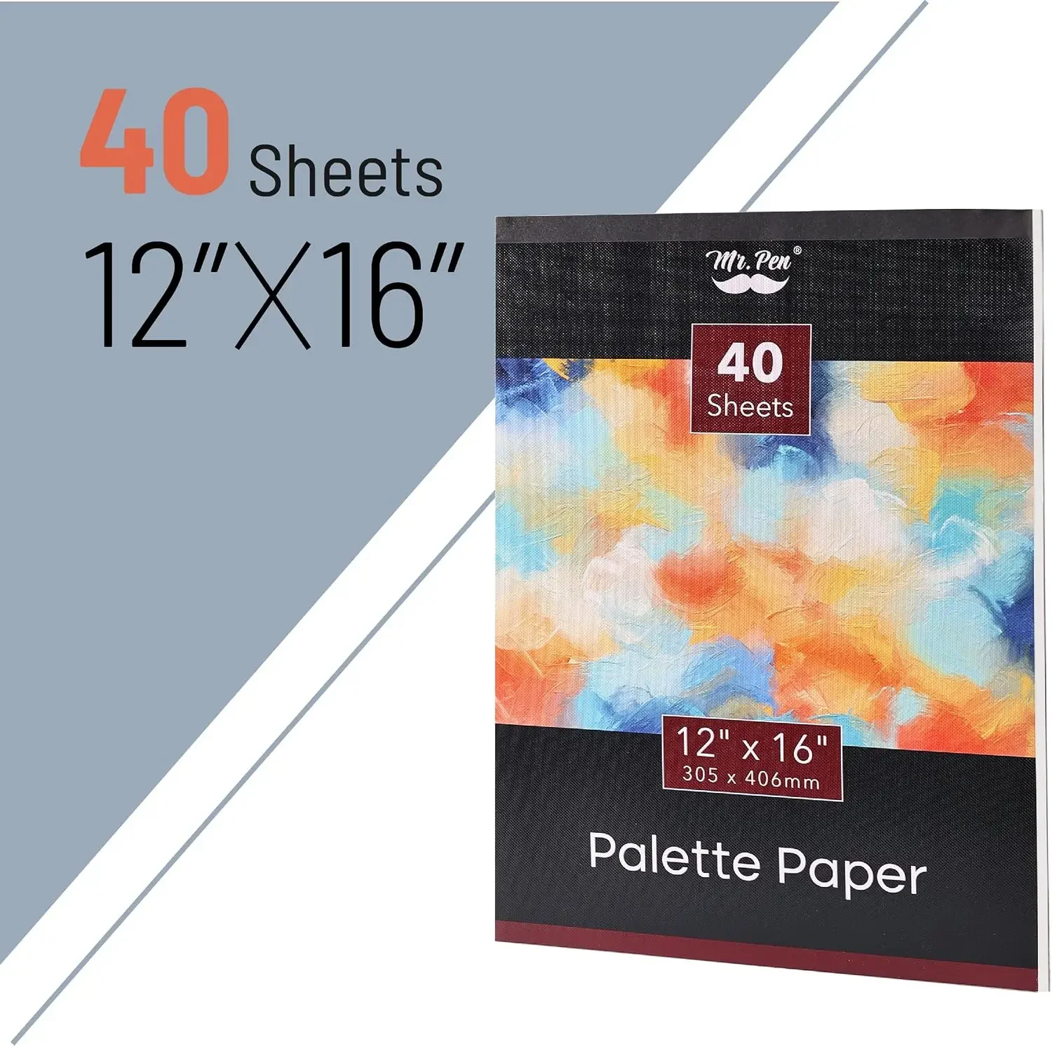 Disposable Paint Palette Paper Pad, 12x16 Inch, 40 Sheets for Acrylic, Watercolor, Gouache and Oil Paints