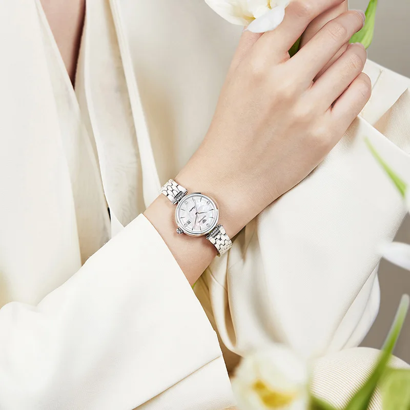 TIAN WANG Women Watches 26mm Dial Fashion Quartz Wristwatches Flower Series Small Petal Ladies Waterproof Stainless Steel Clocks