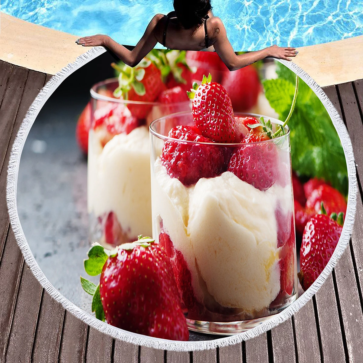 

Пляжное полотенце-круг Sweet Strawberry, впитывающее, быстросохнущее, без песка, для йоги, с бахромой, гобеленовое