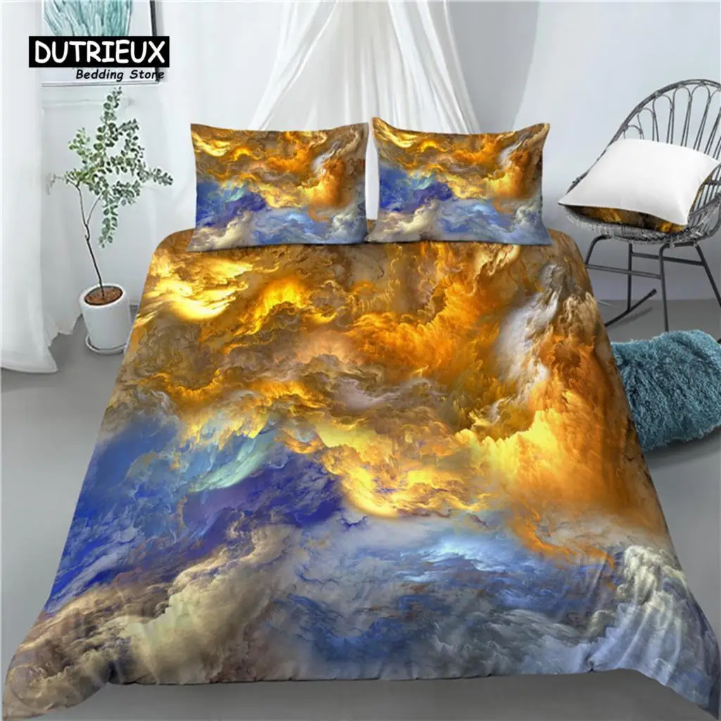 Home Living Luxury 3D Marble Print 2/3Pcs Comfortable Duvet Cover PillowCase Bedding Sets EU/US/AU Size