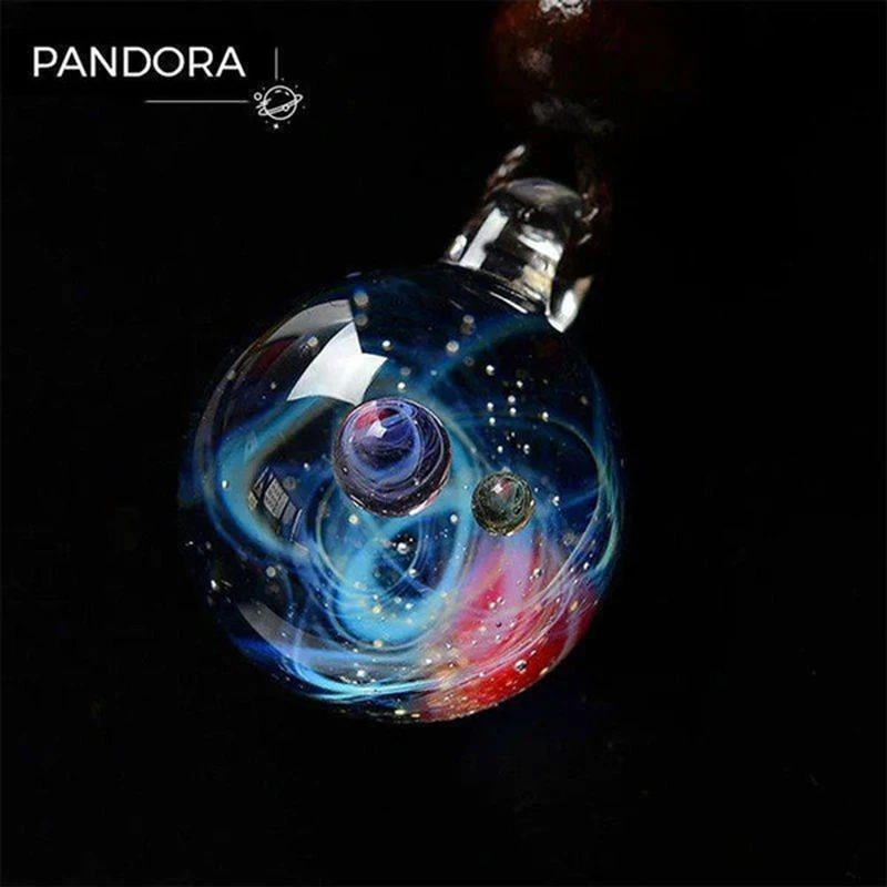 Handcrafted Universe Necklace for Men Starry Sky Cosmic Element Glass Pendant Women Jewelry Accessories Gifts
