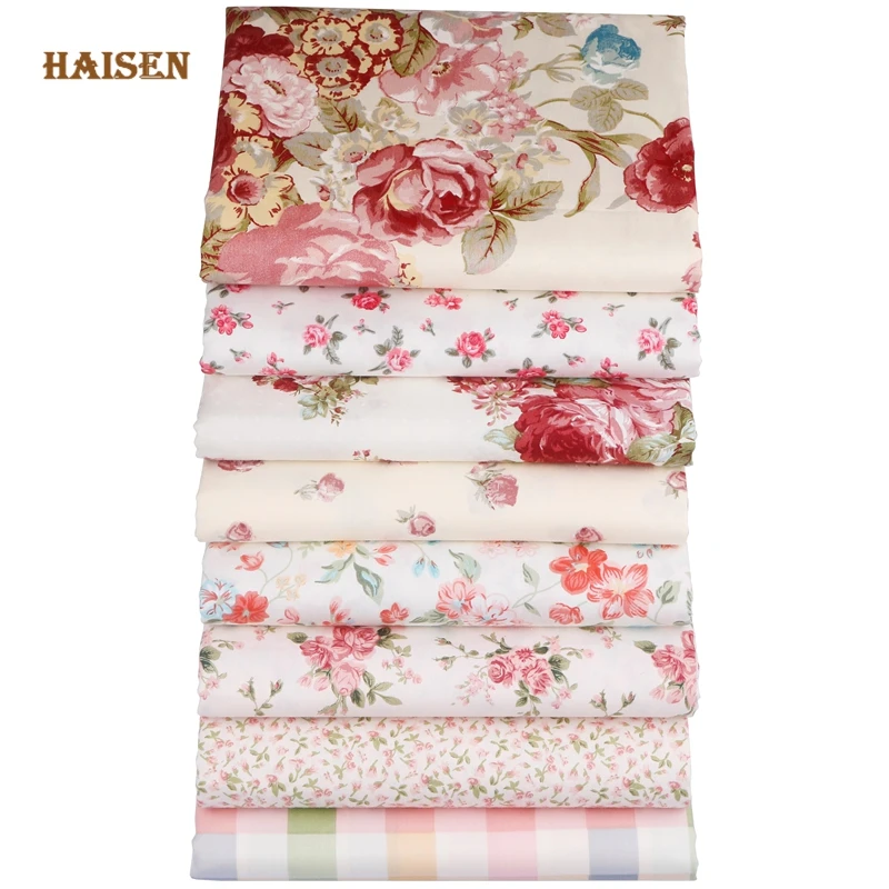 Printed Twill Cotton Fabric,Patchwork Cloth,DIY Quilting Sewing Textile Material For Baby&Children 8pcs/Lot,Gorgeous Rose Series