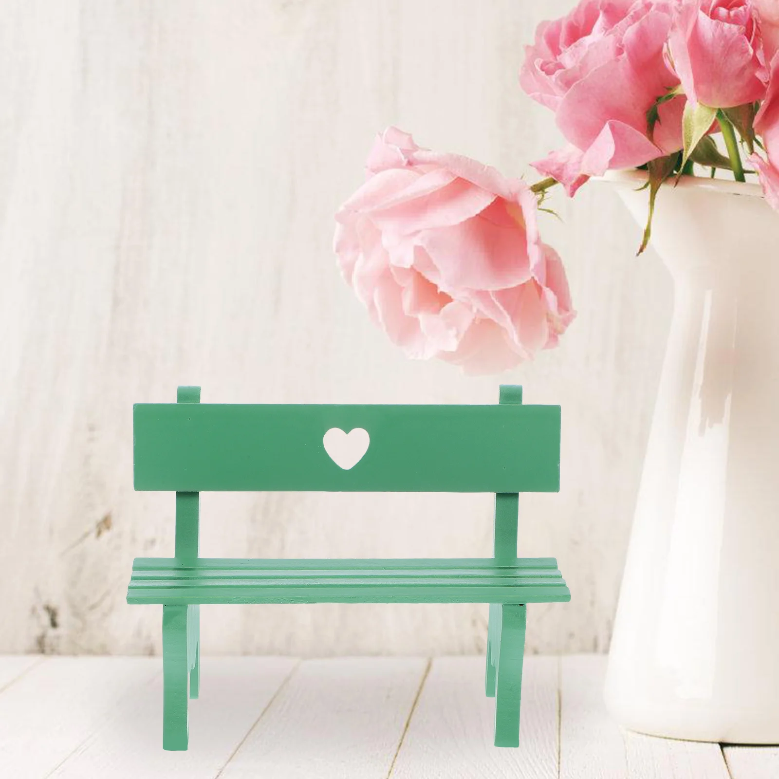 

Mini Wooden Chair Decorative Garden Bench For Dollhouse Miniature Landscape Ornament Home Desk Decoration Green