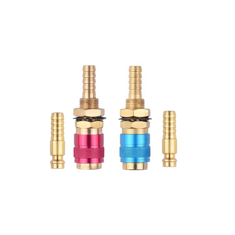 Hot 2 ชิ้นระบายความร้อนด้วยน้ําแก๊สน้ําอะแดปเตอร์ Quick Connector สําหรับ MIG TIG เชื่อมไฟฉายปลั๊ก, สีฟ้า + สีแดง