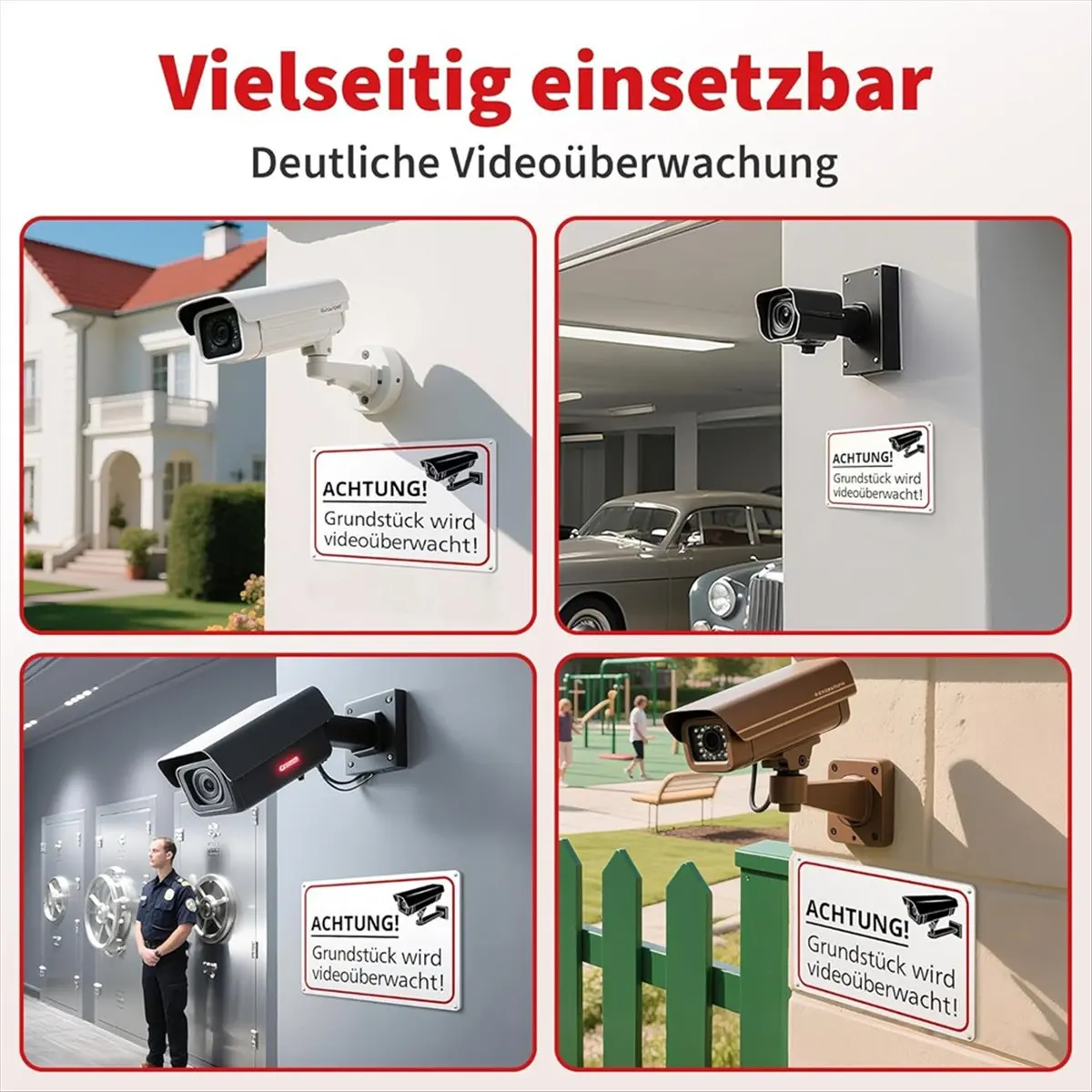 Reliable- 2pcs 30x20cm Sign Video Surveillance Warning This Be Video Surveillance Sign for Private Property PVC Safety Sign