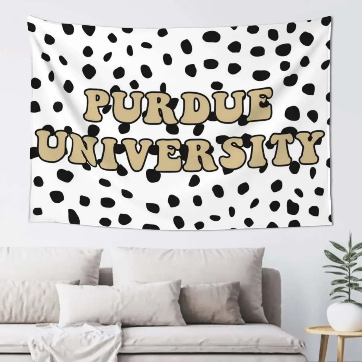 Purdue University Spotted Dotted Flag Tapestry Room Decoration Accessories Wall Carpet Home Decorators Tapestry