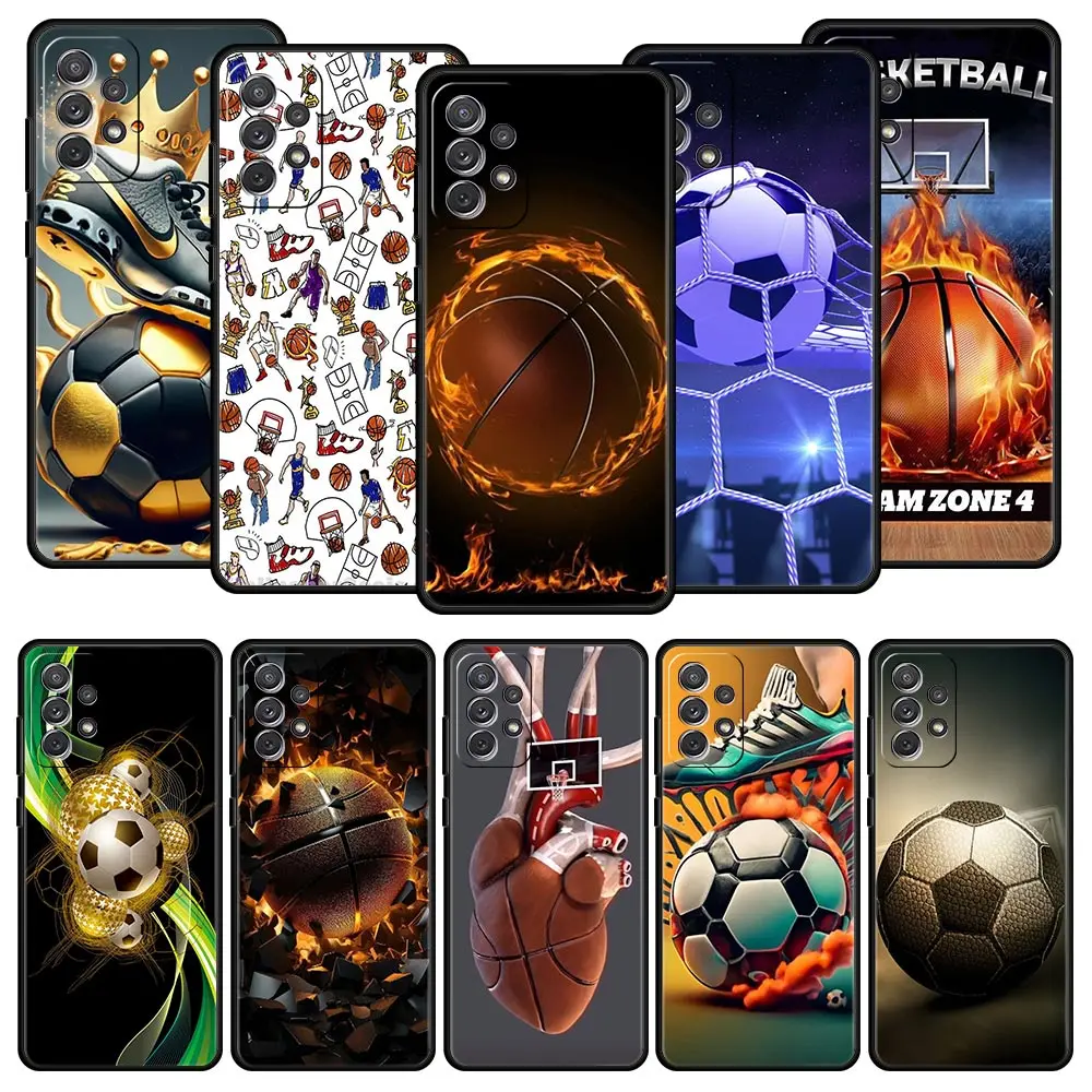 Phone Case for Samsung Galaxy A13 A15 A17 A07 A21S A22 A23 A25 A31 A73 A32 A52 A52S A41 5G Soft TPU Shell Football Sport Fundas
