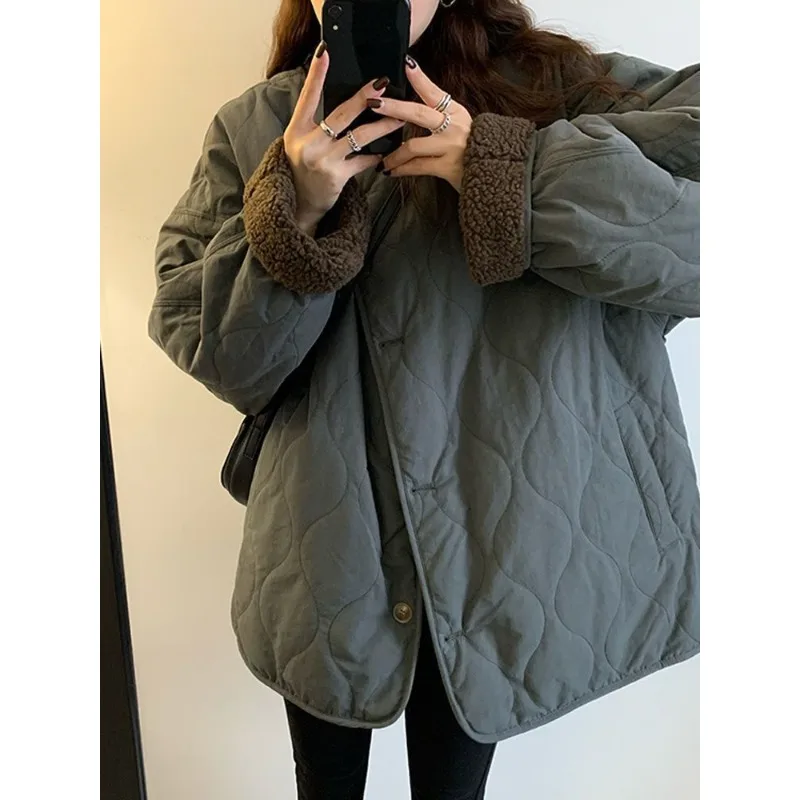 2025 Winter New Korean Versatile Loose Cotton Jacket with Advanced Design and Thick Coat  Parkas Trend Female Clothing
