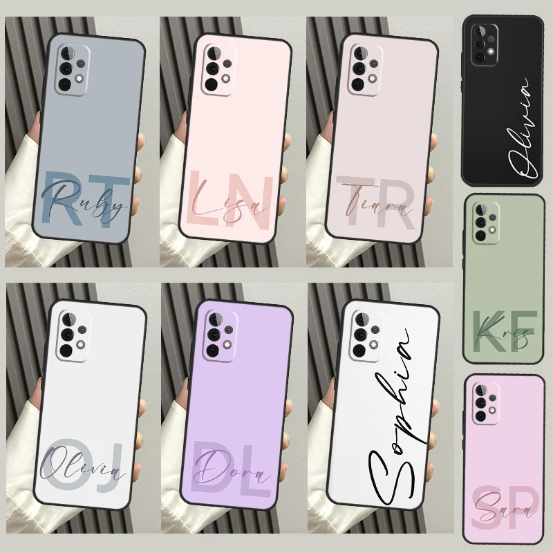 Coque Personnalisée avec Initiales de Nom KI, pour Samsung Galaxy A54 A34 A12 A32 A42 A52 A13 A23 A33 A53 A73 A50 A51 A71 A14