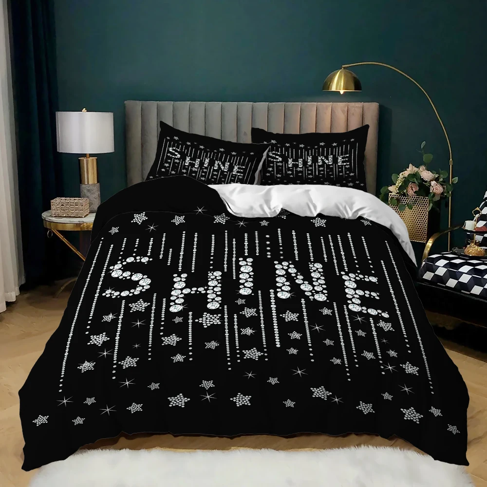 

Shiny Dandelion Bedding Set Black White Duvet Cover Sets Bed Linen Twin Queen King Single Home Textile Adult Kids 3D Bedding Set