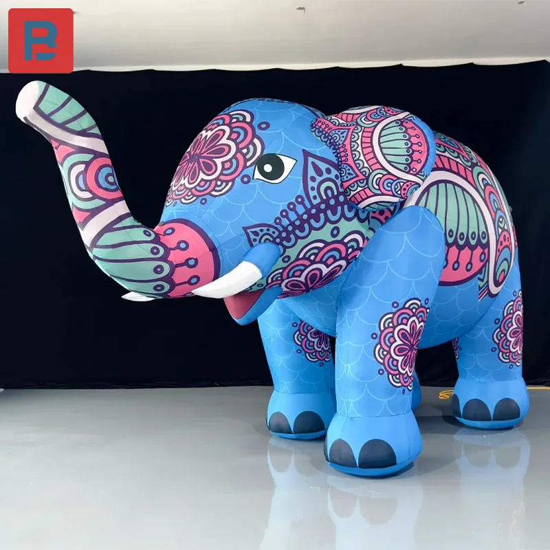 

Inflatable painted Elephant Air Model Dai India Thailand Festival Parade float bar interactive stage LED lighting decoration