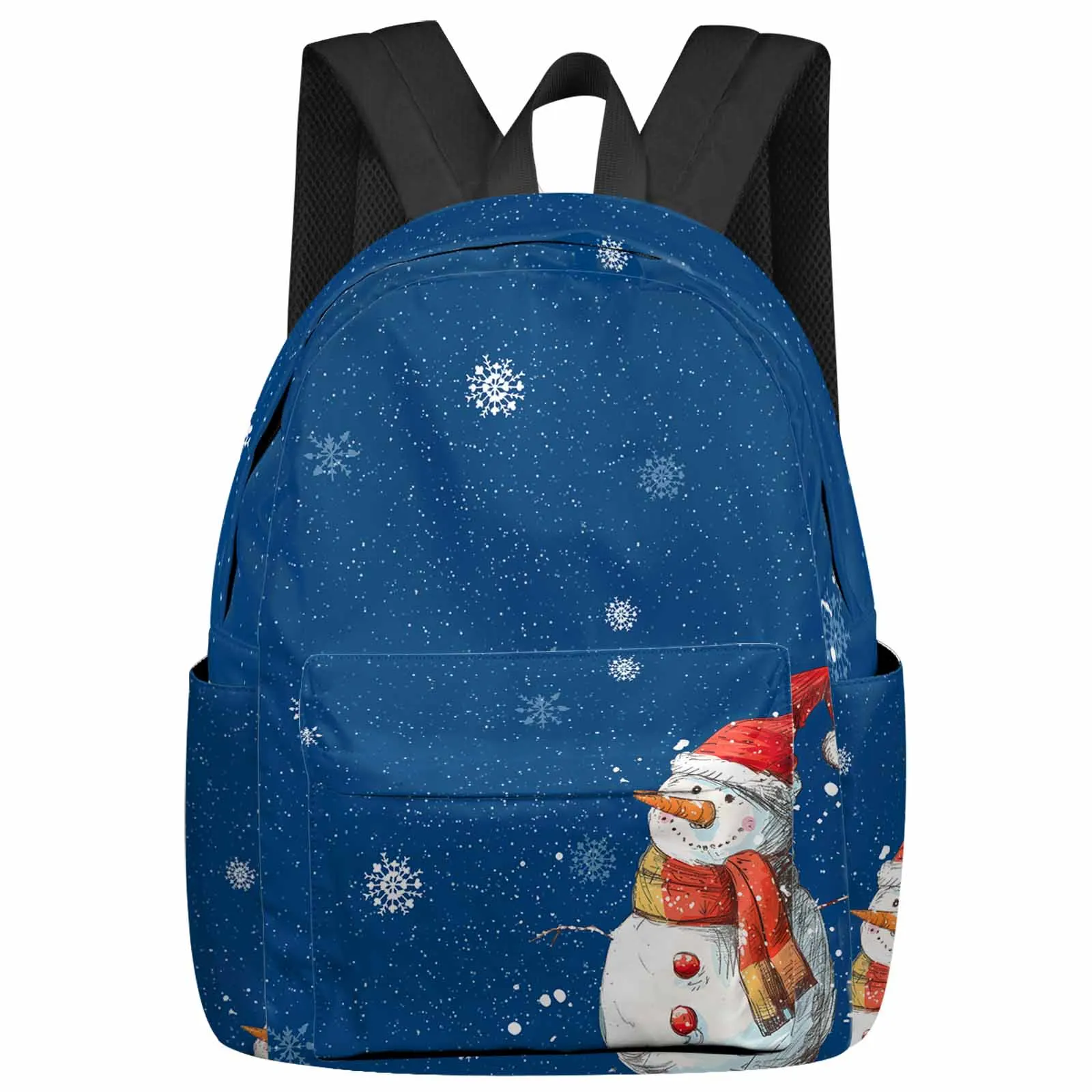 

Snowman Snowflake Watercolor Winter Scarf Large Capacity Backpack Men Laptop Bags High School Teen College Girl Student Mochila