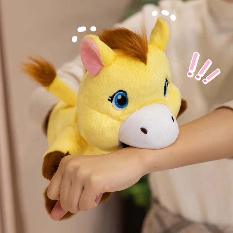 30cm cavalo mão fantoche brinquedos de pelúcia dos desenhos animados animal fantoche de mão pai-filho jogo boneca falando história brinquedo