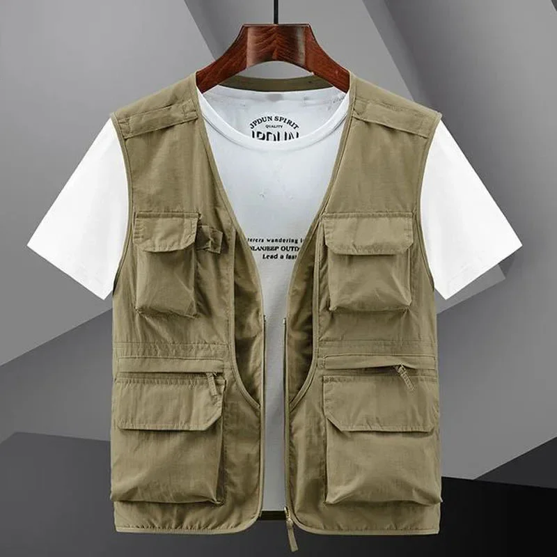 

6XL Summer New Outdoor Vest Men Utility Tactical Multi-pocket Vest Techwear Outdoor Hiking Fishing Photography Safari Cargo Vest