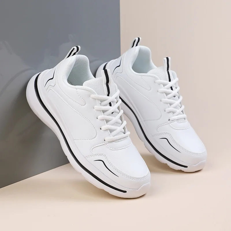 

2026 New Womens Waterproof Leather Casual Shoes Soft Sole Lightweight Comfortable Running Sneakers for Spring Daily Sports