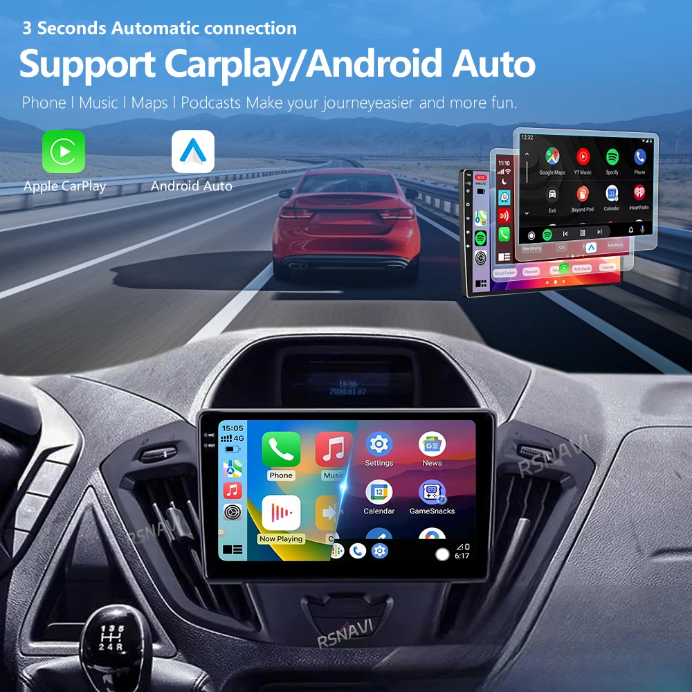 Android 16 Carplay Auto 2K Screen Car Player Radio Multimedia For Ford Tourneo Custom 1 I Transit 2012 - 2021 Autoradio Stereo