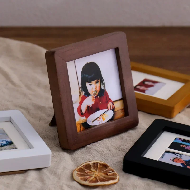 Wooden Round Corner Photo Frame for Couples and Children, Mini Picture Frame for Desk Display, Premium Creative, 2 in