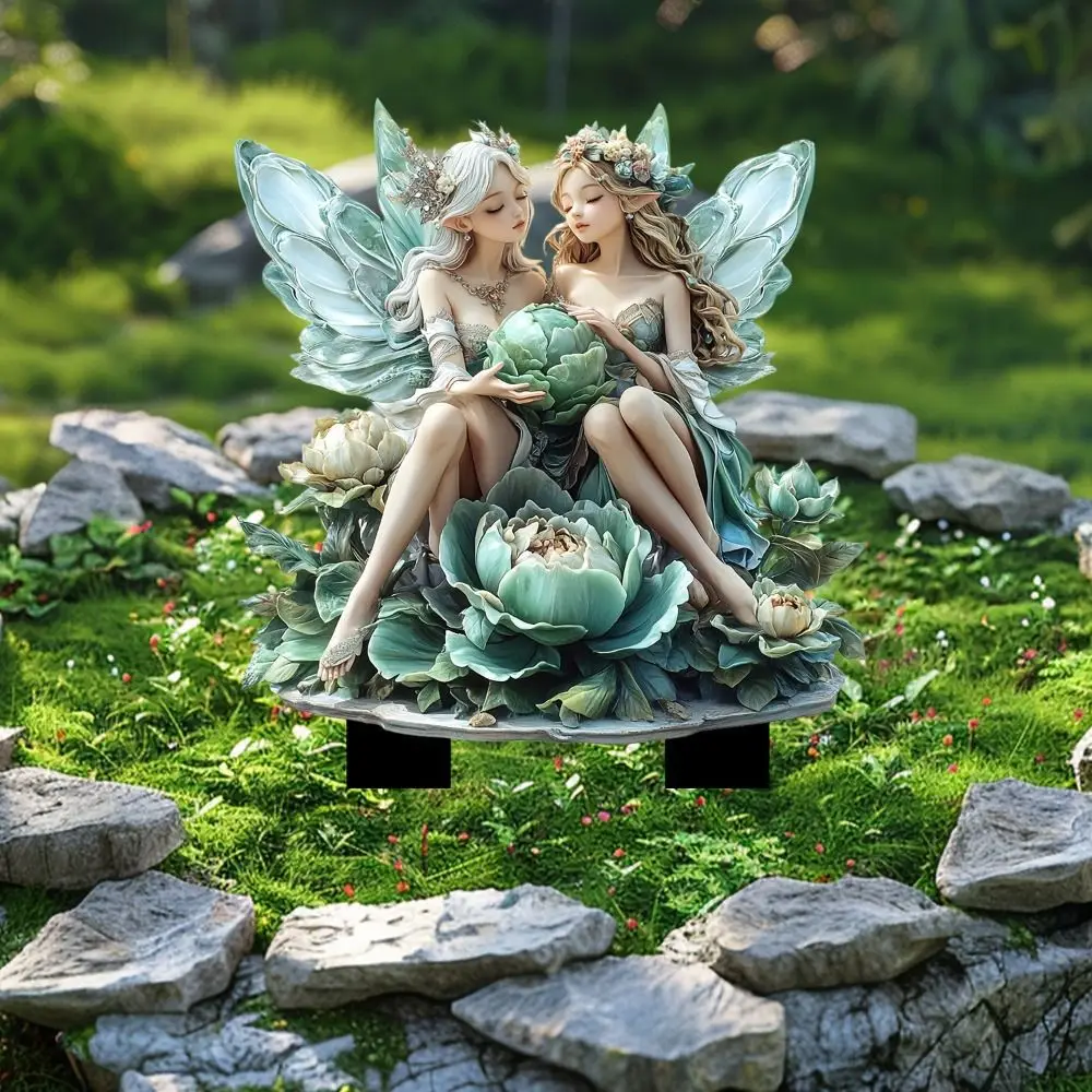 

Acrylic Fairy Mini Figurine Creative Cute Lotus Elf Floor Plugs Multi Functional Waterproof Garden Stake Flower Pot