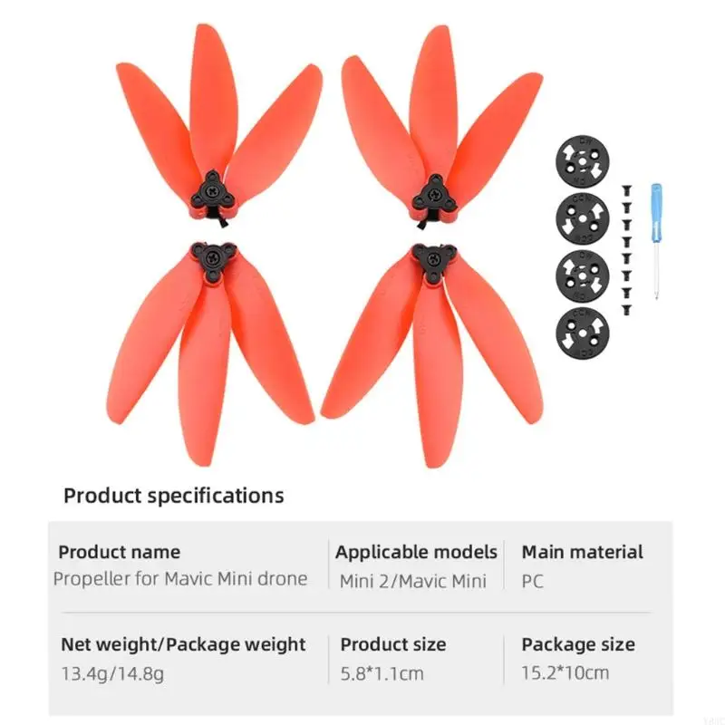 Y8AC 4 x Propellers Low Noise 3-Blade Super Quiet Props for Mavic Mini 2/for Mavic