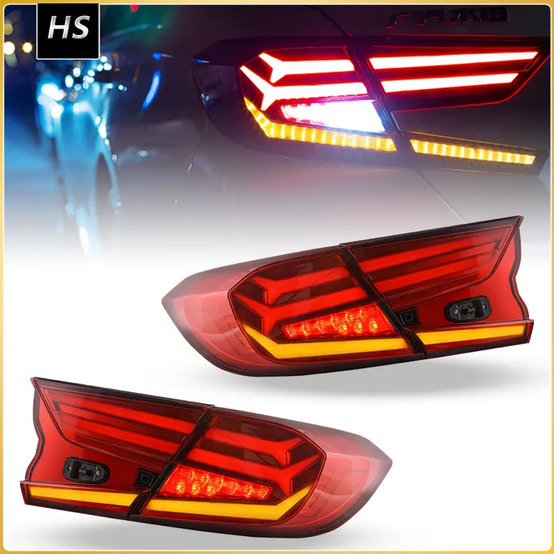 For Honda Accord 10th Generation Taillight Assembly Modification LED Flow Light Turn Signals Running Brake Car Tail Lamp