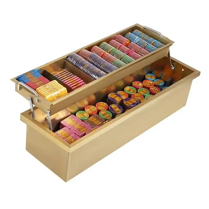 for YH High Quality Double Layer Gold Iron Acrylic Chip Box Memory Chip Tray with Lock