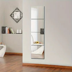 4 acrylic mirror wall stickers, self-adhesive full-length mirror, bedroom and dormitory vanity mirror stickers, can be used