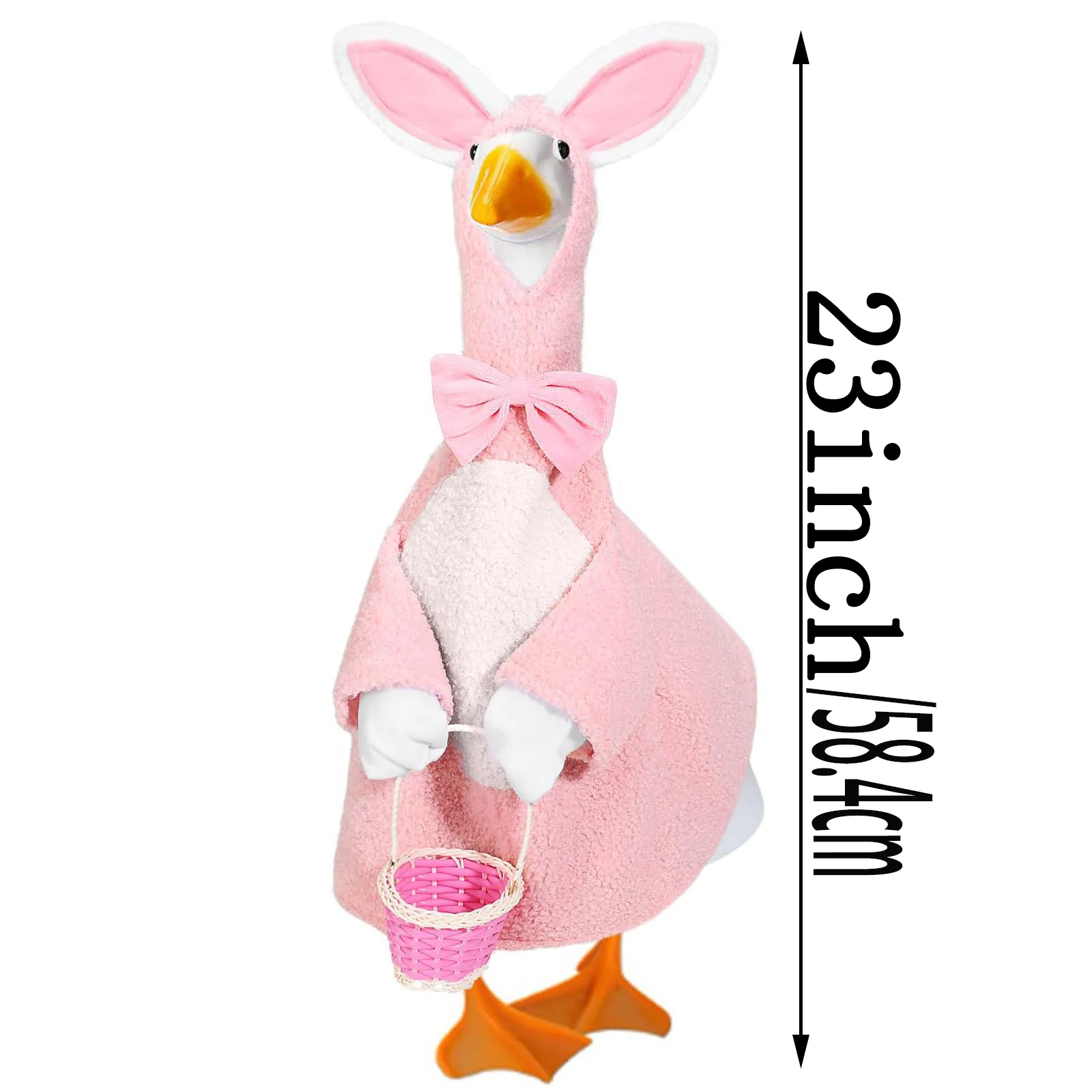 Easter Porch Goose Outfits Cute Goose Clothes Pink Bunny Hooded Dress and Basket 2 Pcs Set