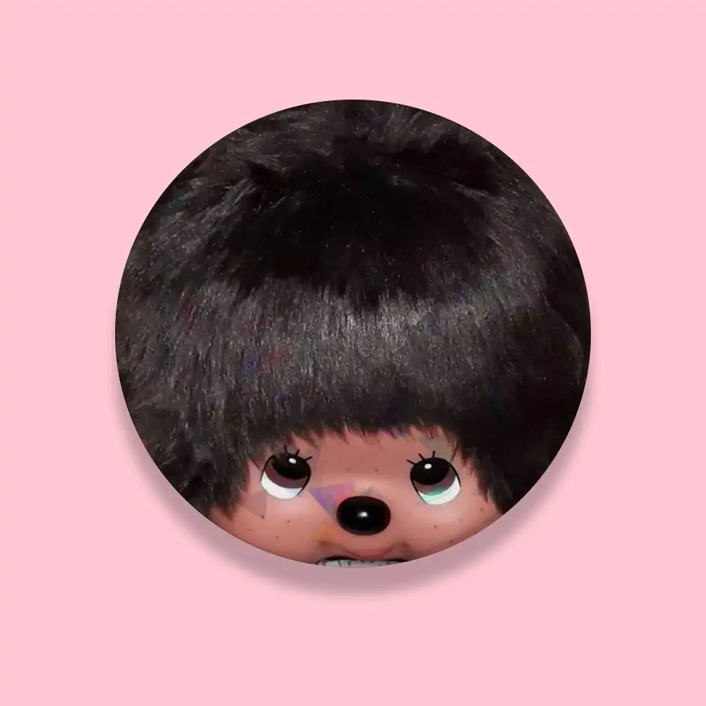 Kawai M-monchhichis-s 58mm Round Cartoon Brooches Badge for Backpack Accessories Hat Decoration HD Print Handmade Gifts