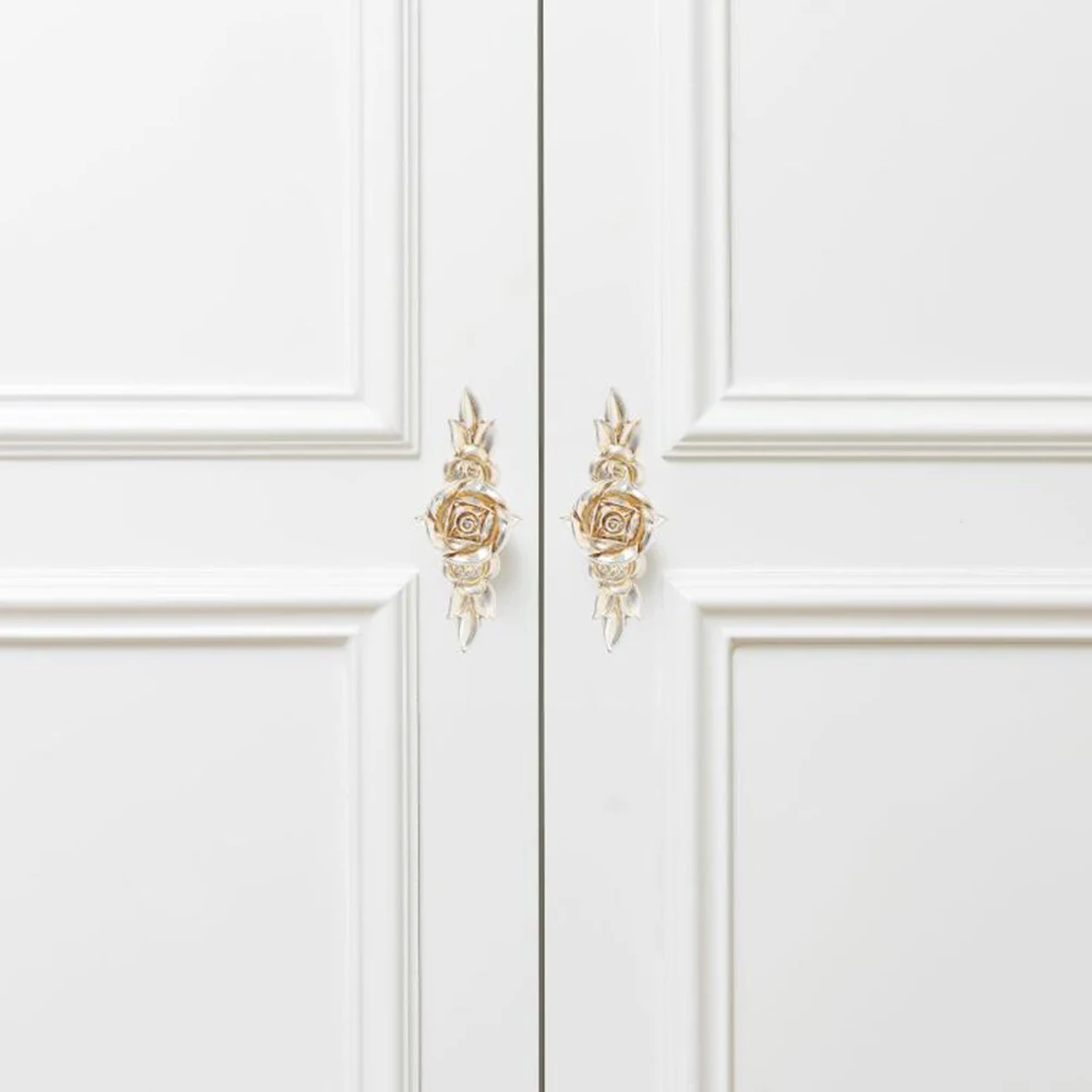 

5 Pcs Knob Rose Handle Drawer Knobs Cabinet Zinc Alloy Kitchen Handles Flower Shape