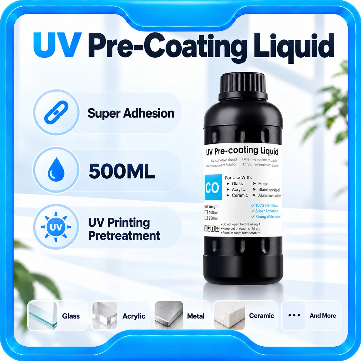 500ML UV Coating LED UV Ink Pre-coating for Roland for Mimaki for Epson DX4 DX5 DX6 DX7 Flatbed Printer Ink UV Coating Liquid
