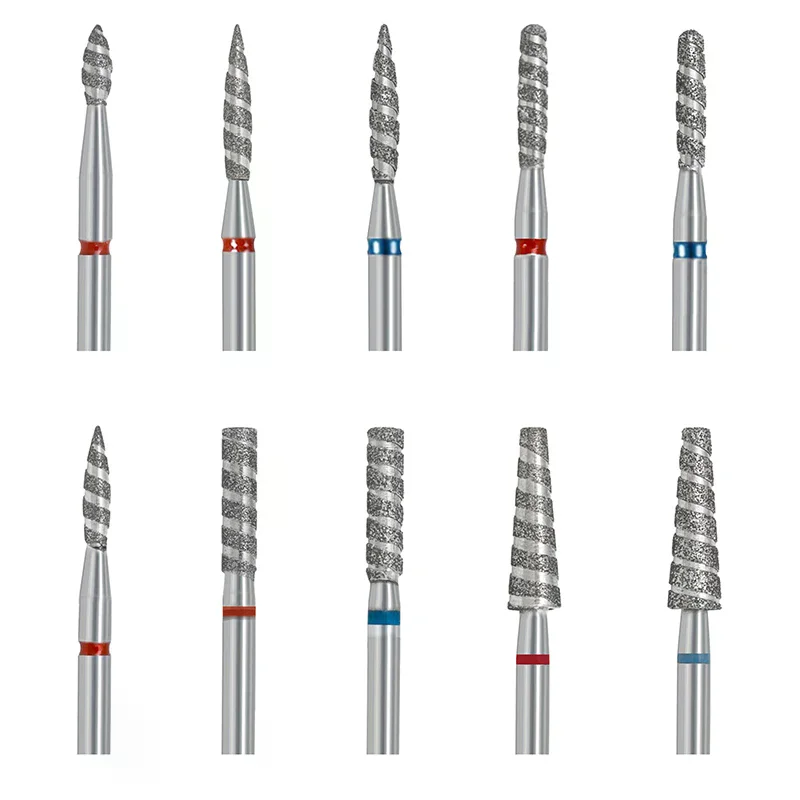 Mèches à ongles en diamant, flamme Tornado, foret à cuticules, coupe-manucure, fraise rotative, accessoires de forage, outil de fraisage des ongles en spirale